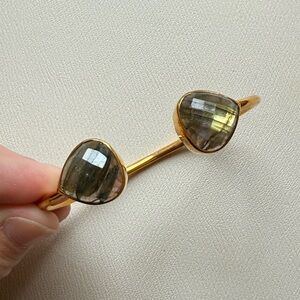 Gold Margaret Elizabeth Bangle with Grey Stone